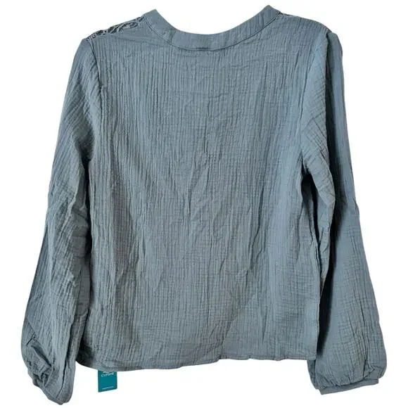 NWT CUPSHE Floral Lace Gauze Button Front Shirt Size XS - Picture 5 of 9